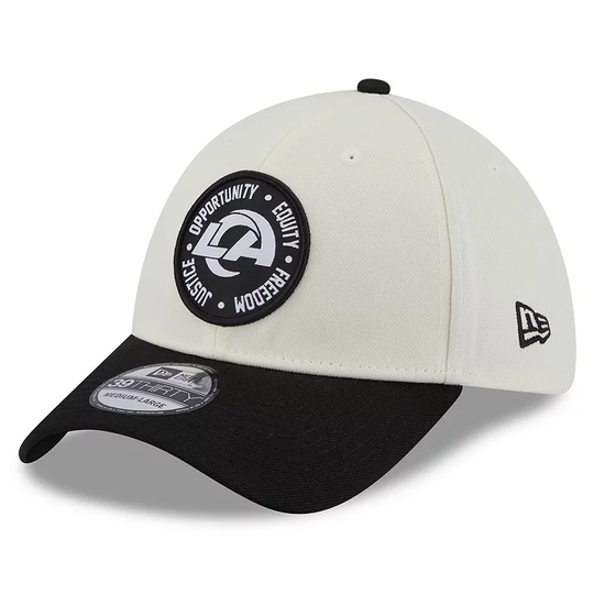Men's New Era Cream/Black Los Angeles Rams 2022 Inspire Change 39THIRTY Flex Hat, Size: Large/XL, Beige Over