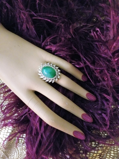 Faux Diamond & Jade Statement Ring