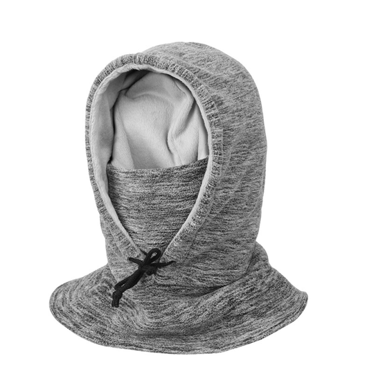 Winter Hat Adjustable Drawstring Wind Resistant Cotton Blend Face Cover Scraf Cycling Cap for Unisex - light grey