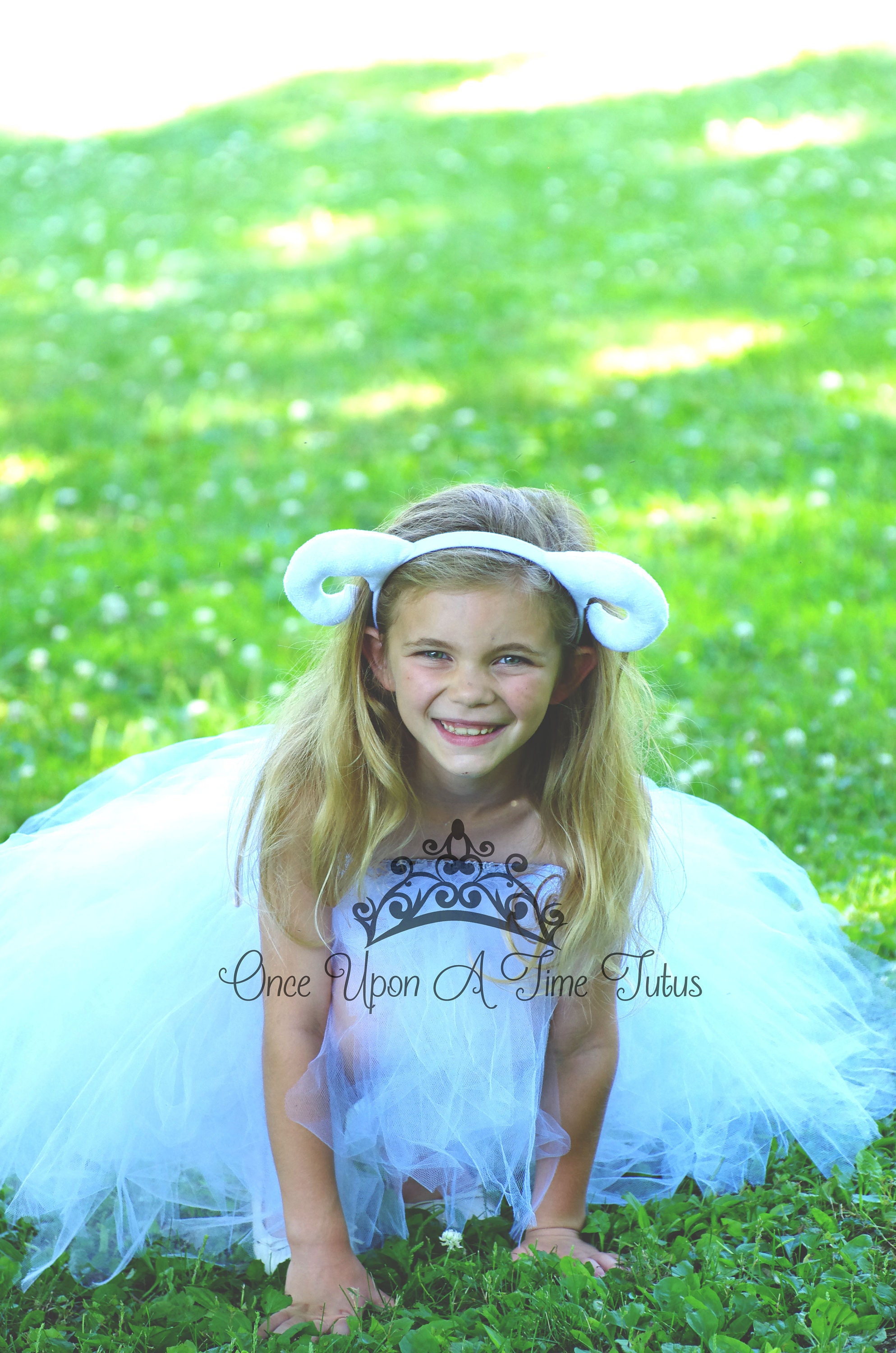 White Gray Ram Tutu Dress - Halloween Costume Pet Birthday Outfit Baby Kids Girls 6 12 Months 2T 3T 4T 5 8 10 Horns Tail Bow Set