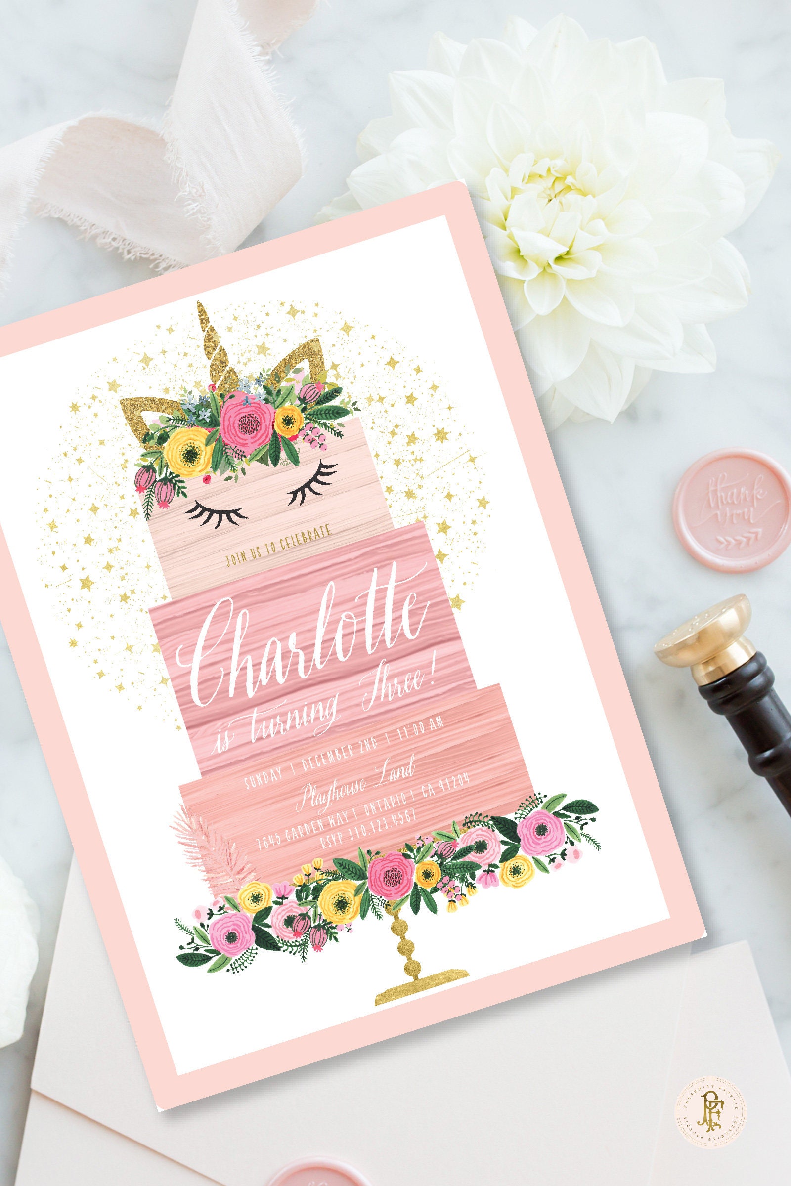 Unicorn Invitation | Unicorn Birthday Party Magical Face