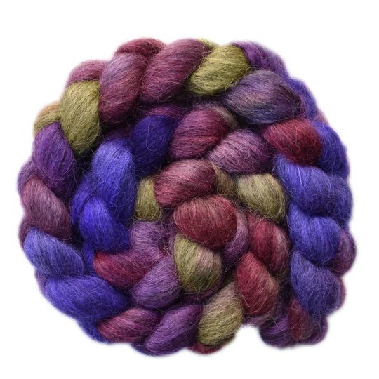 Hand Painted Roving - Gray Masham Wool Spinning Fiber 4.2 Ounces Nearing Harvest 1