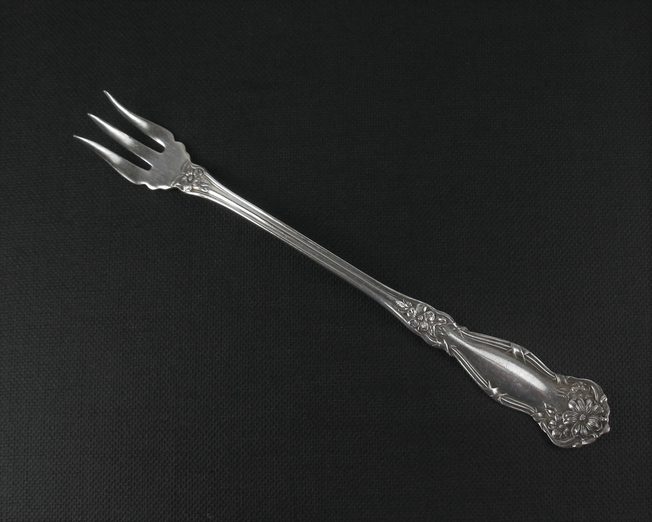 Antique Seafood Cocktail Fork Arbutus 1908 Pattern Made By Wm Rogers & Son Silverplate Vintage