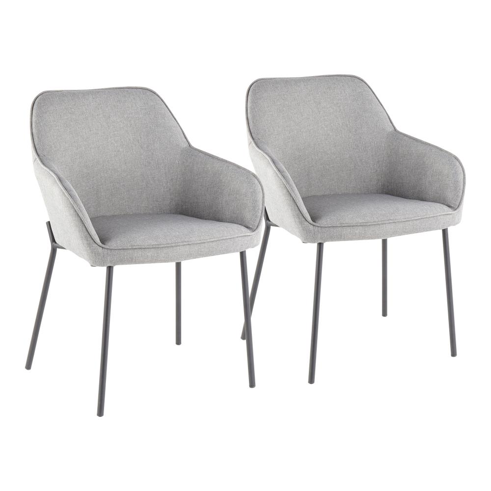 LumiSource Set of 2 Daniella Contemporary/Modern Polyester/Polyester Blend Upholstered Dining Side Chair (Metal Frame) in Gray | DC-DANIELLA BKGY2