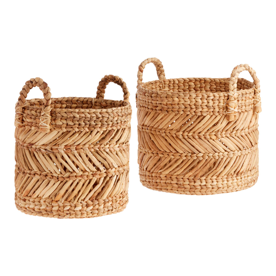 Natural Hyacinth Multi Weave Jacinta Tote Basket - Water Hyacinth - Large by World Market