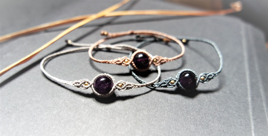 Macrame Bracelets, Amethyst Bracelet, Beaded Bracelet, Healing Gemstone Bracelet, Stone Festival Bracelet, Woven Bracelet, Boho Hippie Bracelet