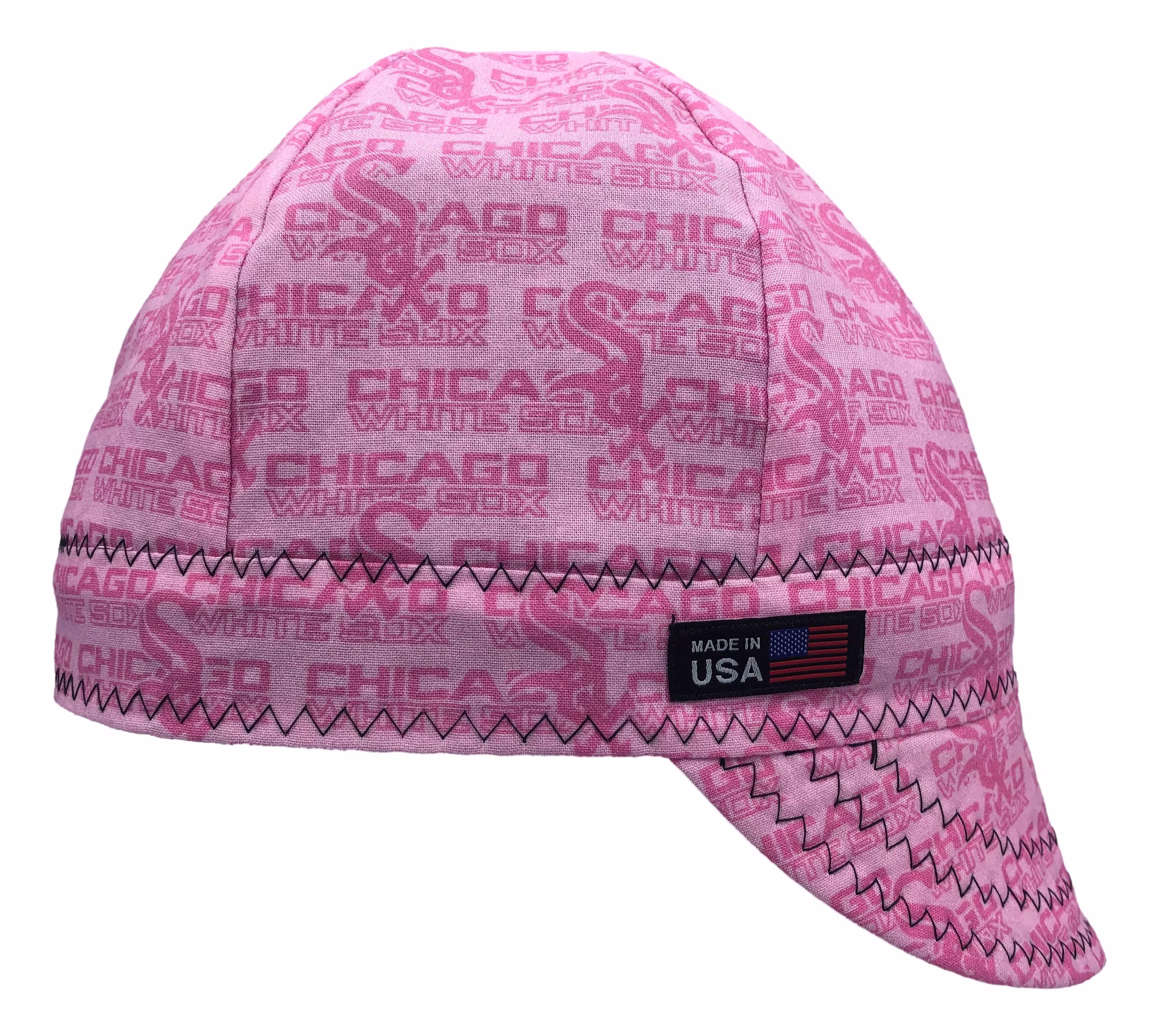 Welding Cap Pink Sports Reversible Hat Handmade With Black On Reverse & & Stitching