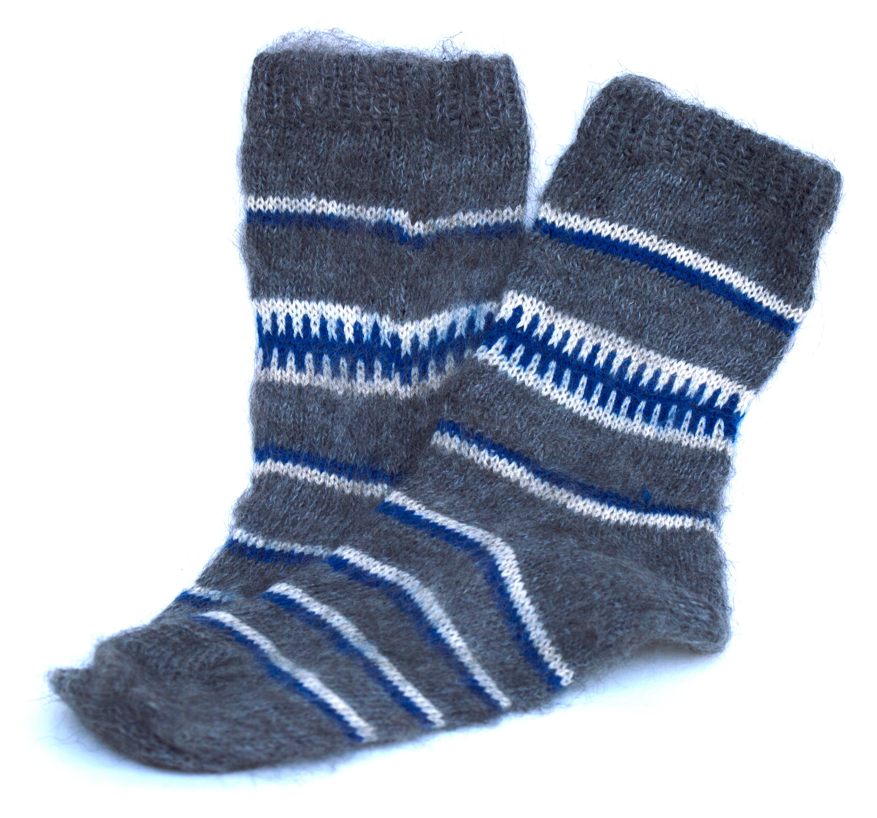 Orenburg Goat Down Fuzzy Socks - Slavic Winter Crochet Wool Cozy Socks, Eu 38-42/Us 6-9