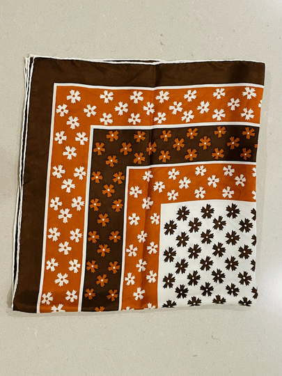 Japanese Rayon Silk Blend Scarf 26 X Inches Hand Rolled Edges 1955