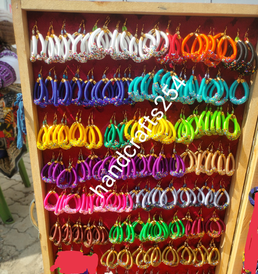 100 Pairs Wholesale Bead & Thread Earrings, Assorted Color Wholesale African Kenyan Wrapped Earrings