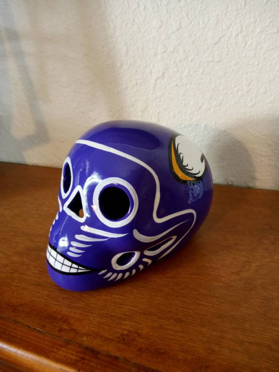 Minnesota Vikings, Hand Crafted/Painted Ceramic Skull, Clay Skulls, Calavera, Calaverita