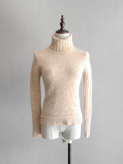 Heather Beige Wool Angora Turtleneck/Xs