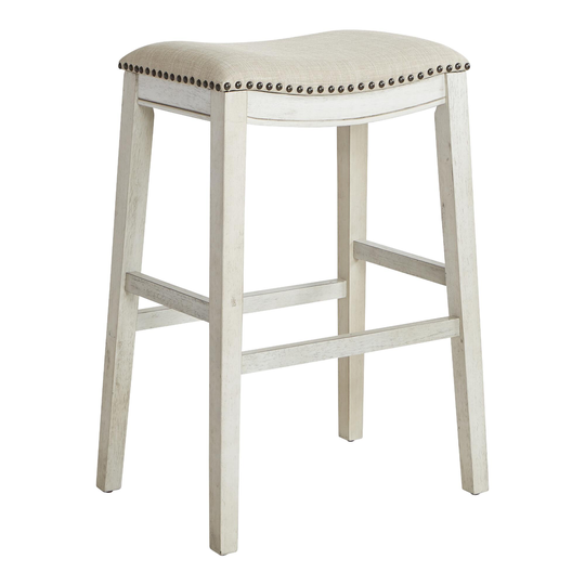 Antiqued Upholstered Jayceson Barstools Set Of 2: Gray - Fabric by World Market