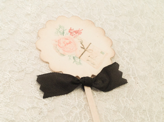 Cupcake Picks Toppers-Rose Shabby Chic Table Party Decorations-Set Of 12