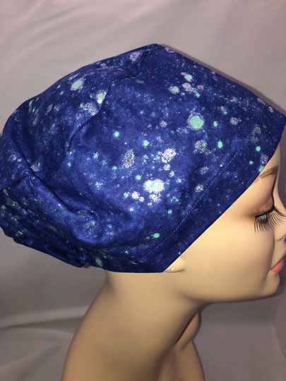 Euro Scrub Hat Silver Turquoise Cobalt Blue Cord Lock Toggle Adjustable Crna Cnor