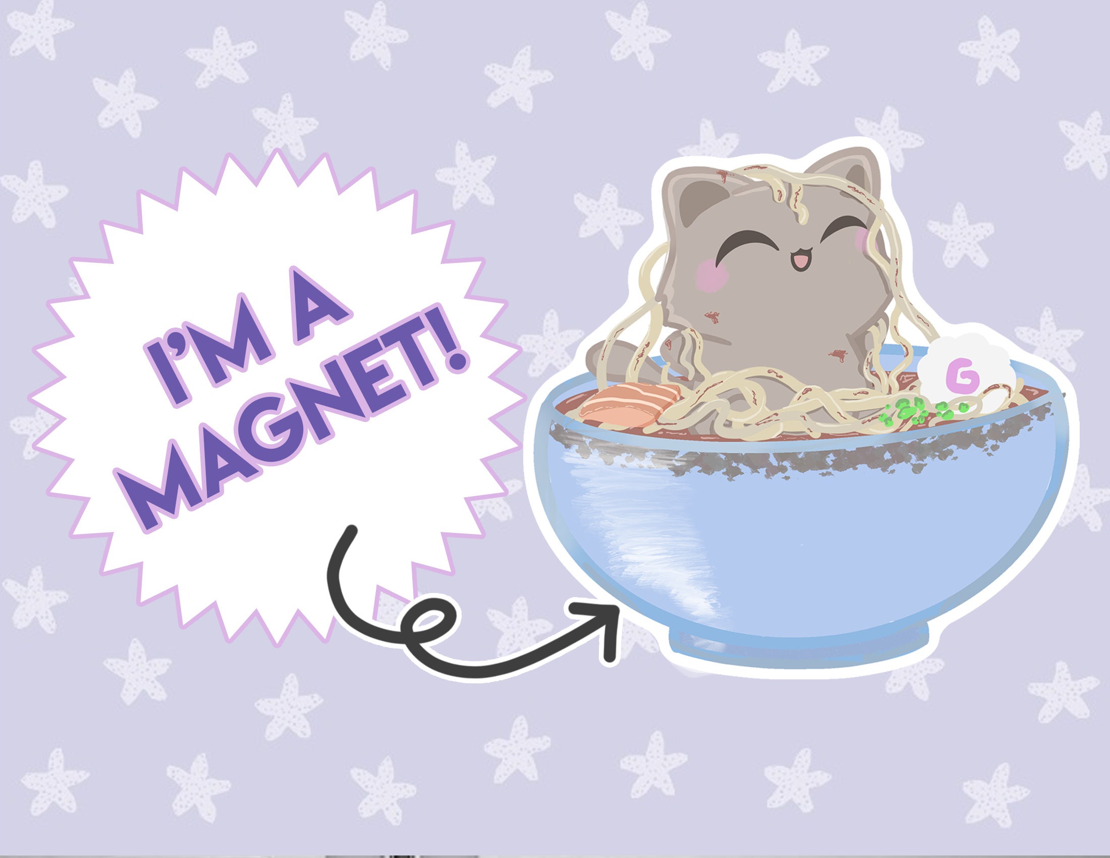 Cat in Ramen Bowl Magnet, Magnet
