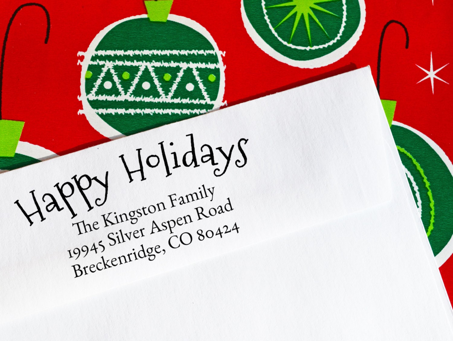 Merry Christmas Address Stamper - Personalized Holiday Return Address Stamp