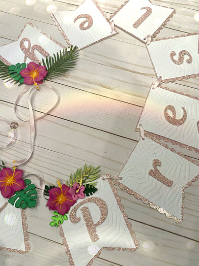 Tropical Happy Birthday Banner. Aloha Birthday Banner. Banner