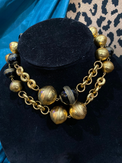 Vintage Oscar De La Renta Etruscan Italian Glass 80S Necklace