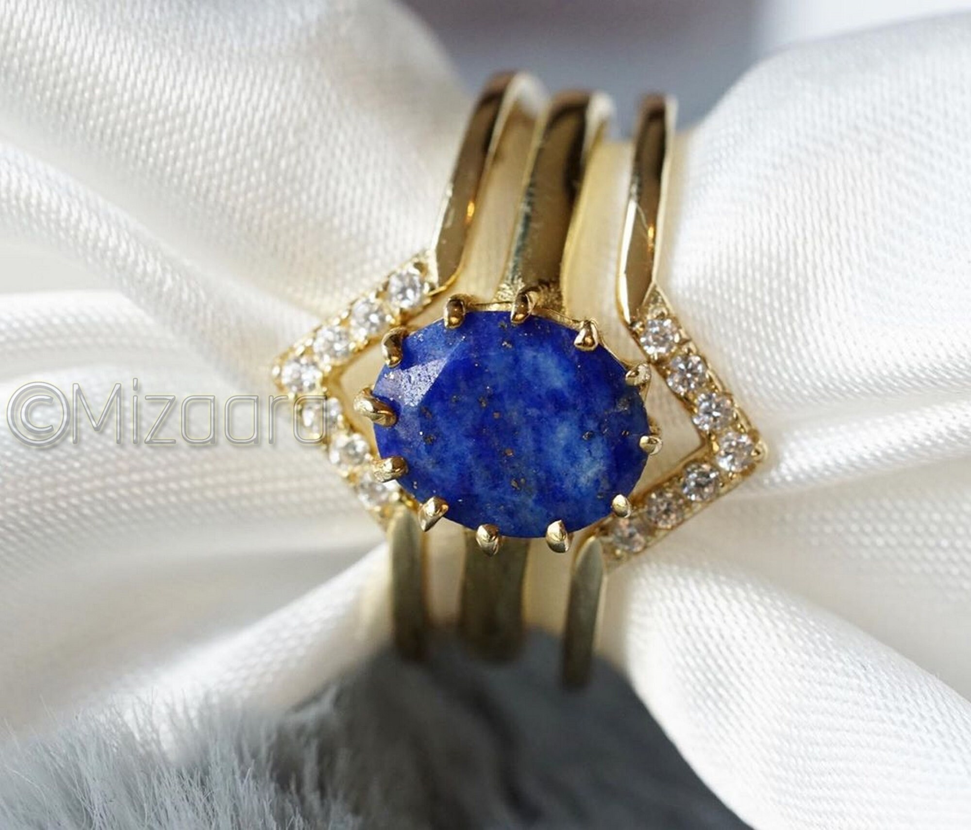 Lapis Gold Ring December Birthstone Natural Gemstone Sterling Silver Engagement Organic Party Girls Lazuli