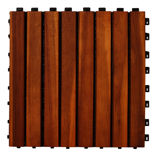 Acacia Wood 8-Slat Interlocking Deck Tiles, 10-Count: Natural by World Market