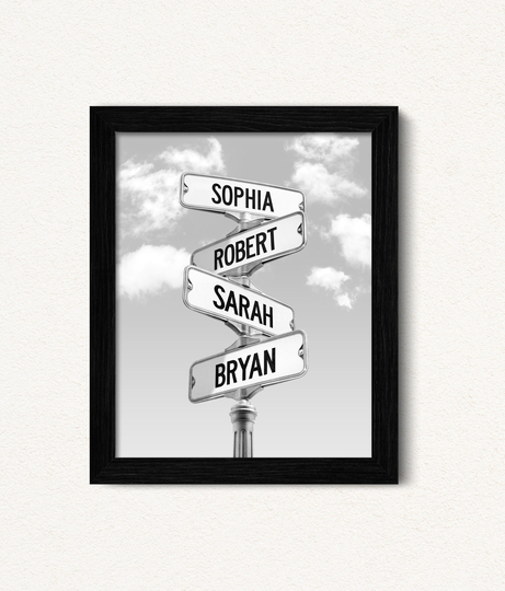 Blended Family Wedding Gift, Multiple Names Sign Up To 12 Names, Personalized Street Intersection, Housewarming Gift For