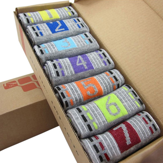 Tousimaii 7 Pairs Men's Casual Fashion Socks Cotton Blend Printing Pattern Ankle Crew Sock - grey
