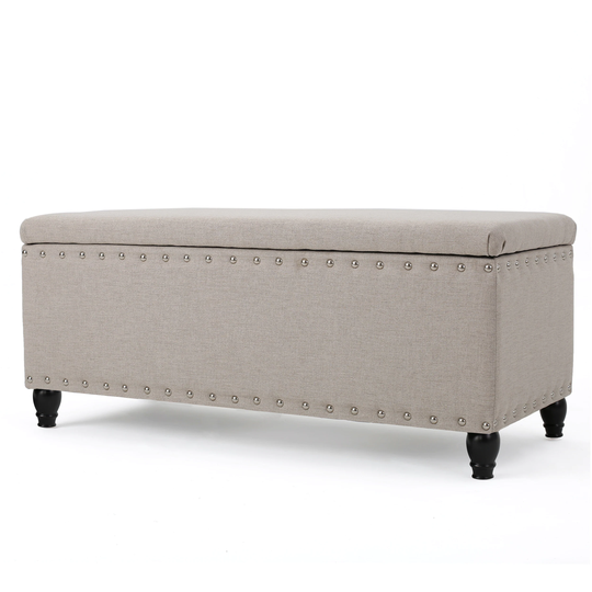 Best Selling Home Decor Tatiana Midcentury Wheat Polyester/Polyester Blend Rectangle Integrated Storage Ottoman in White | 300238