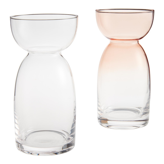 Wide Mouth Modern Glass Vase: Pink by World Market