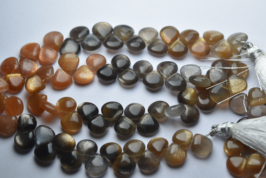 108 Carats, 8 Inches Strand, Natural Golden Sunshine Smooth Heart Shape Briolettes, Size. 8.5-9mm