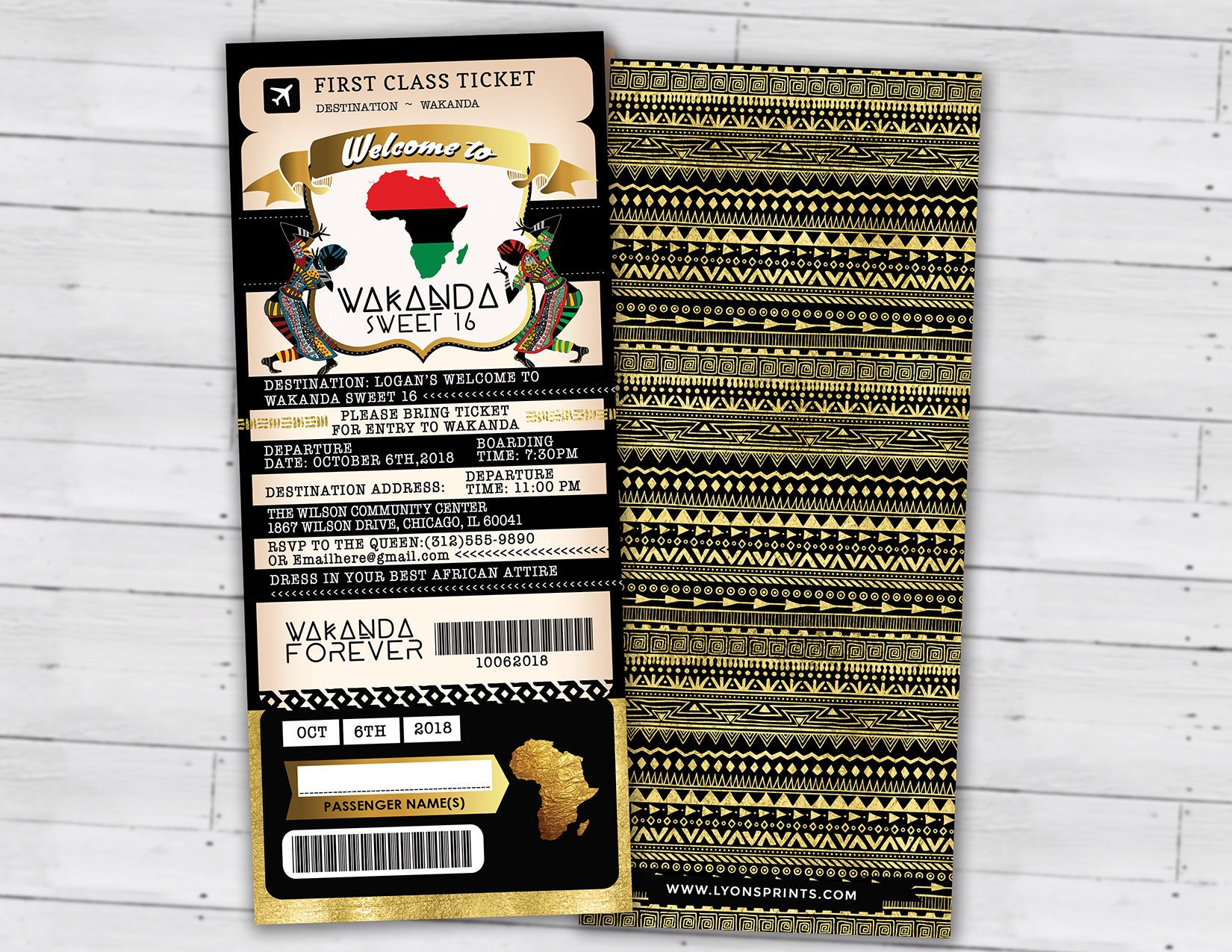 Passport & Ticket Birthday Invitation, Wakanda, Africa Passport, African Birthday, Digital Files Only