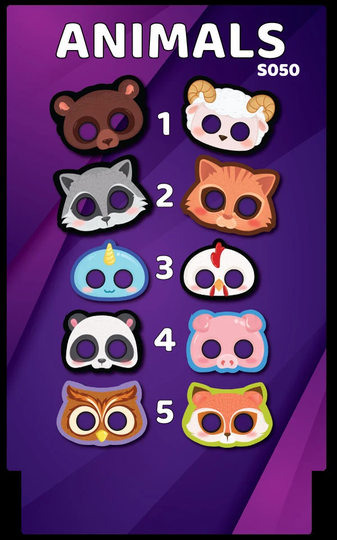 Bundle Animals - 5 Double-Sided Mask Photo Booth Props