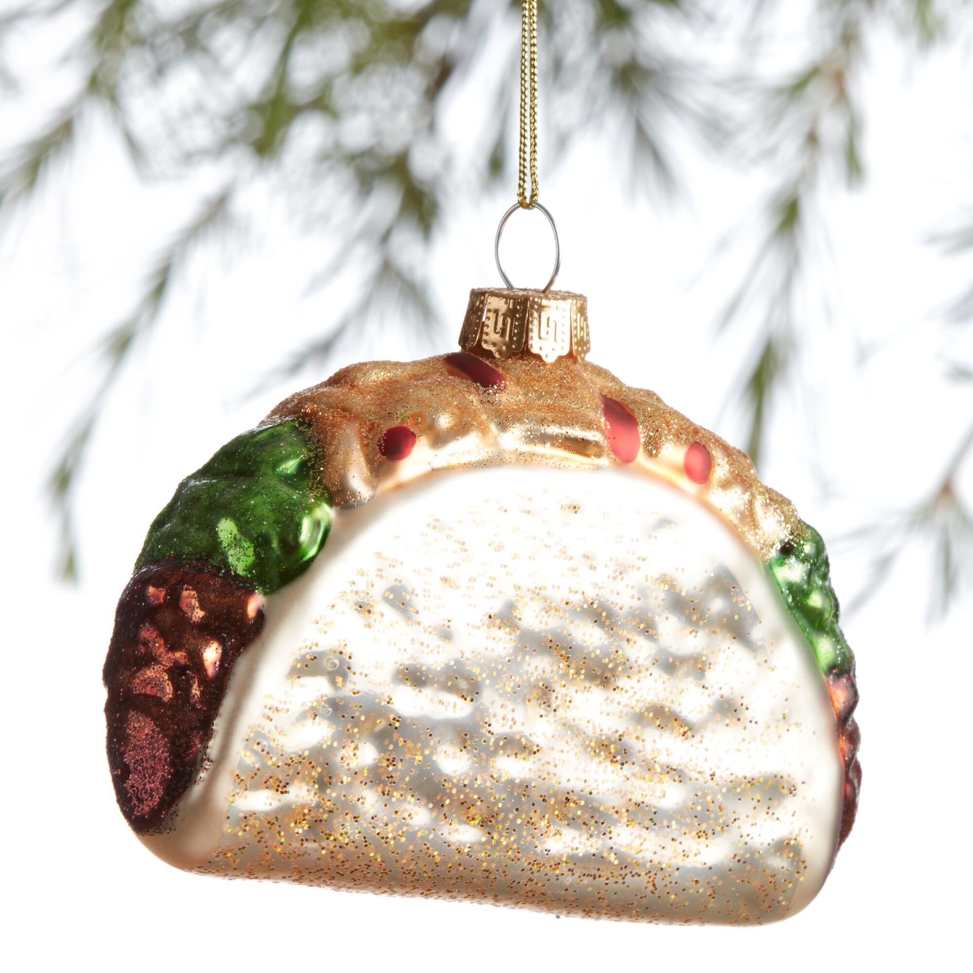 Glass Glittered Taco Ornament: Multi by World Market