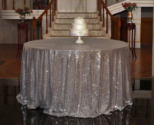108'' Grey Sequin Tablecloths