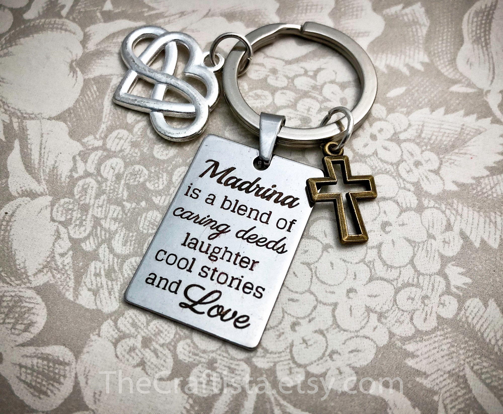 Madrina Keychain, Gifts, Key Ring, Charms, Pendant, Gift, Baptism, Christening Mdk