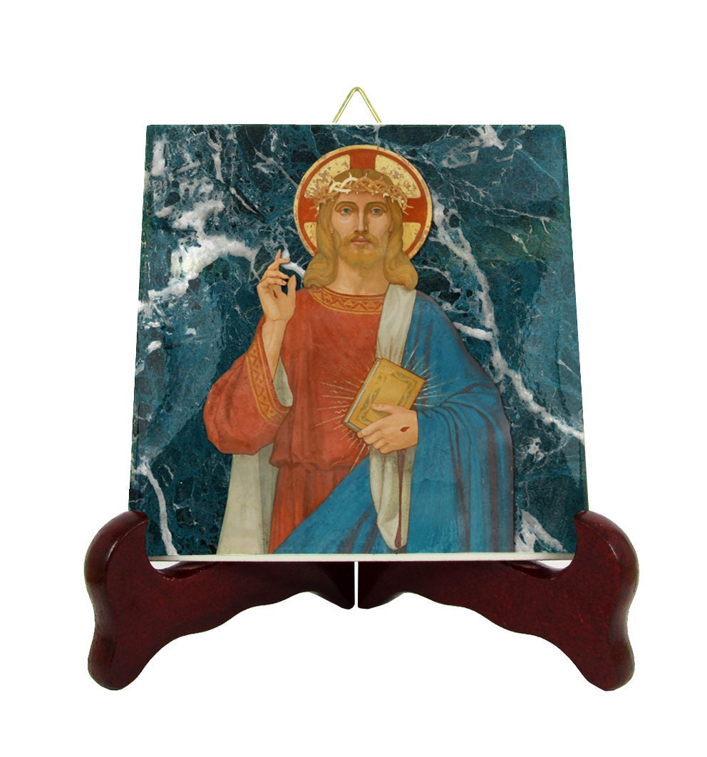 Religious Icon On Tile - Christ The King Jesus Catholic Gifts Christianity Christian Art Icons Venetian