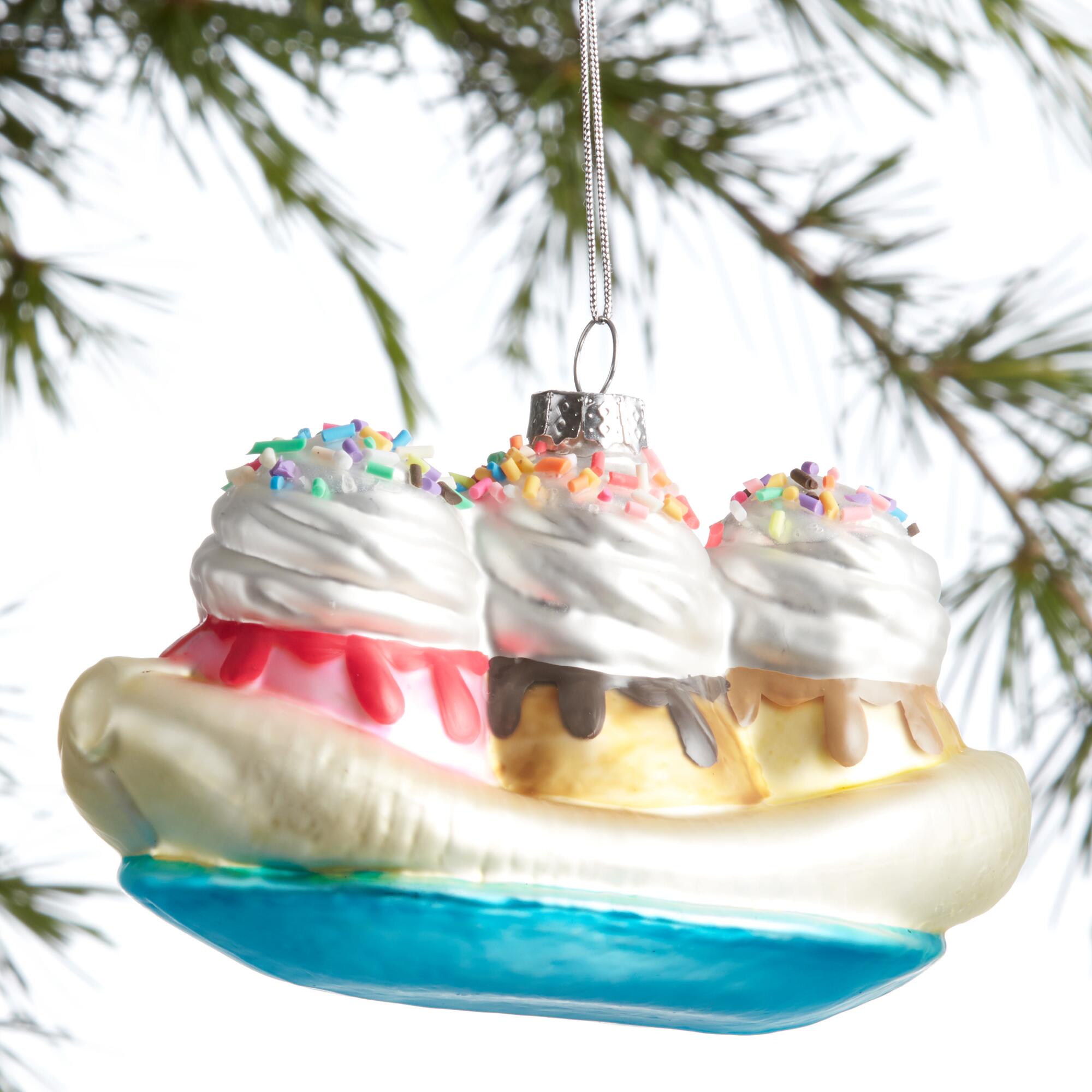Glass Banana Split Ornament: Multi by World Market