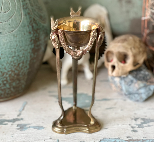 Vintage Mini Ram Head Incense Stand Miniature Metal Goat Display Holder Just Over 6.25 Inch Tall