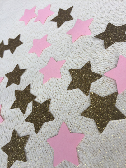 Pink & Gold Glitter Star Confetti, 50 Pieces, Twinkle Little First Birthday, 1St Birthday Confetti
