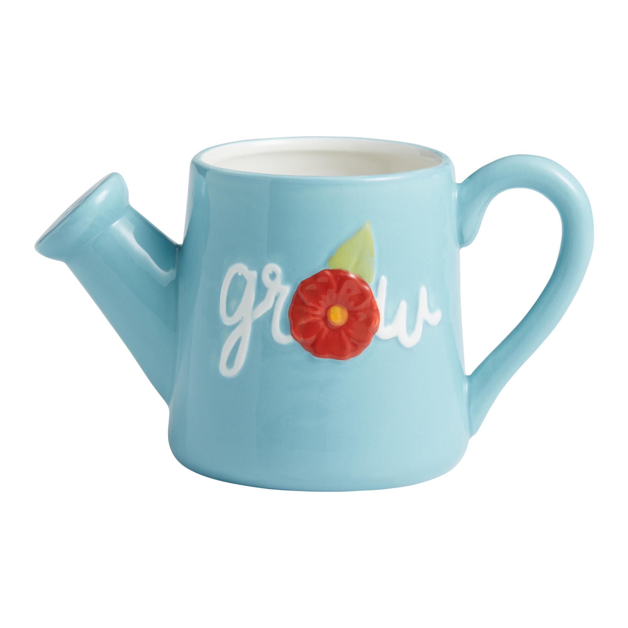Teal Blue Watering Can Figural Mug - Earthenware by World Market