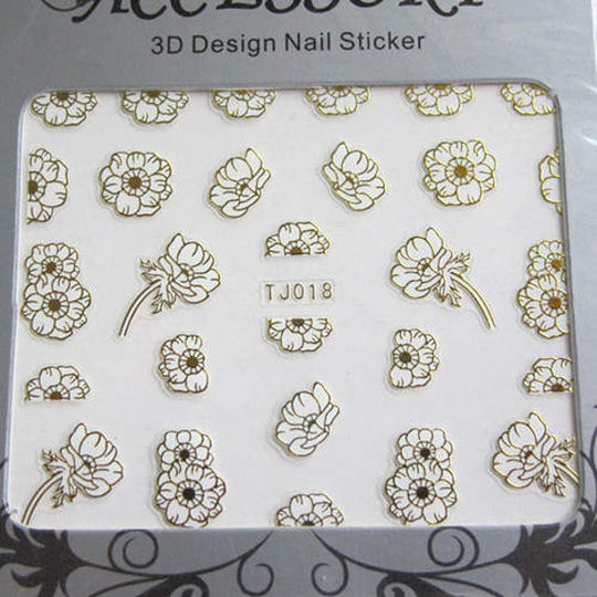 Tj018 White-Gold Series Nail Art Sticker Sheet Diy