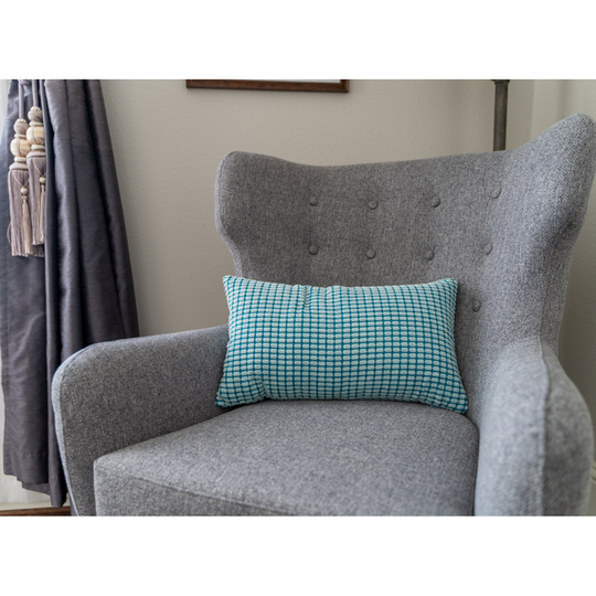 Rectangular Cable-knit Polyester Blend soft feeling Pillow Covers 12''x20'' (With/Without Inserts) - light blue