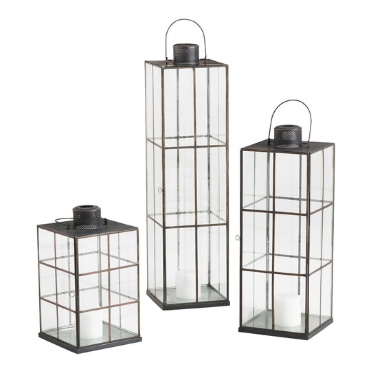 Black Iron Windowpane Cargo Lantern - Metal by World Market