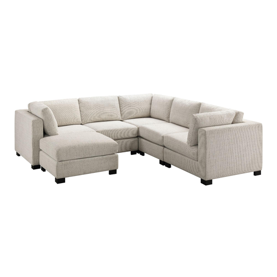 Cream Track Arm Hayes 6 Piece Square Modular Sectional Sofa by World Market