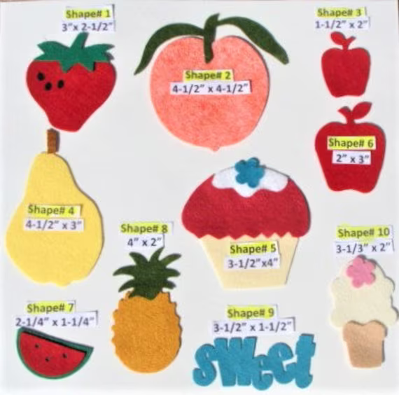 Die Cut Felt Flats-Food Wool Blend U Choose Shape, Color, & Quanitity For Applique, Sewing, Crafts - Board 44
