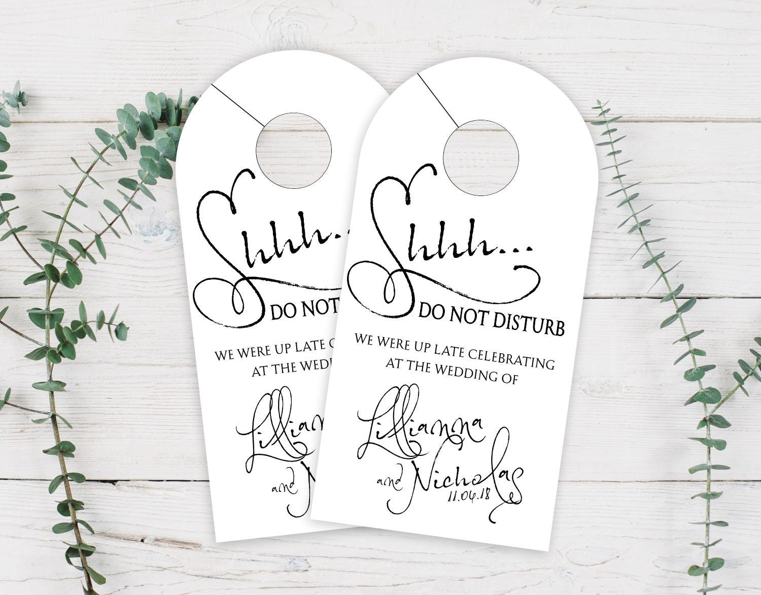 Wedding Door Hangers - Vintage Hotel Box Favor Calligraphy Design Do Not Disturb Sign Dhri-273
