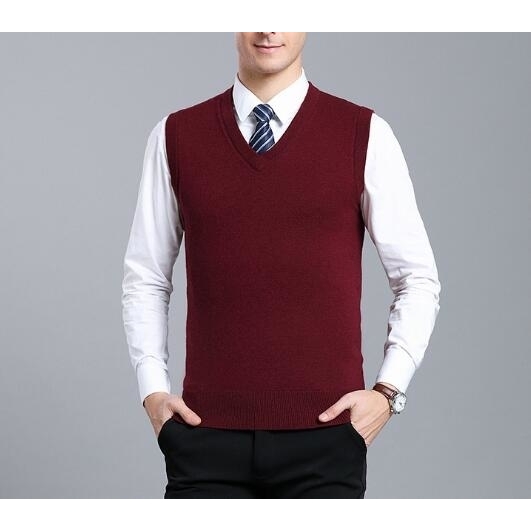 Men's Wool Blend Relax Fit Vest Knit V-Neck Sweater - 06, M