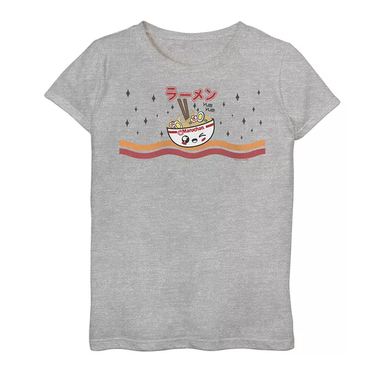 Girls 7-16 Maruchan Chibi Noodles Kanji Graphic Tee, Girl's, Size: XL, Med Grey