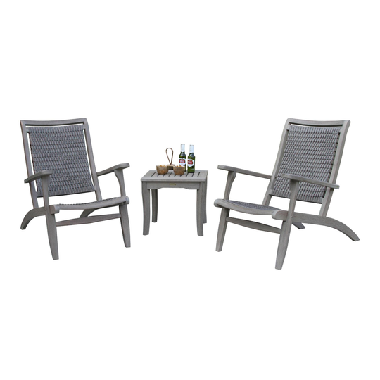 Graywash All Weather Wicker Erich 3 Piece Outdoor Patio Set - Wood by World Market