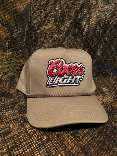 Coors Light Patch On A Rope Brim Khaki Snapback Hat